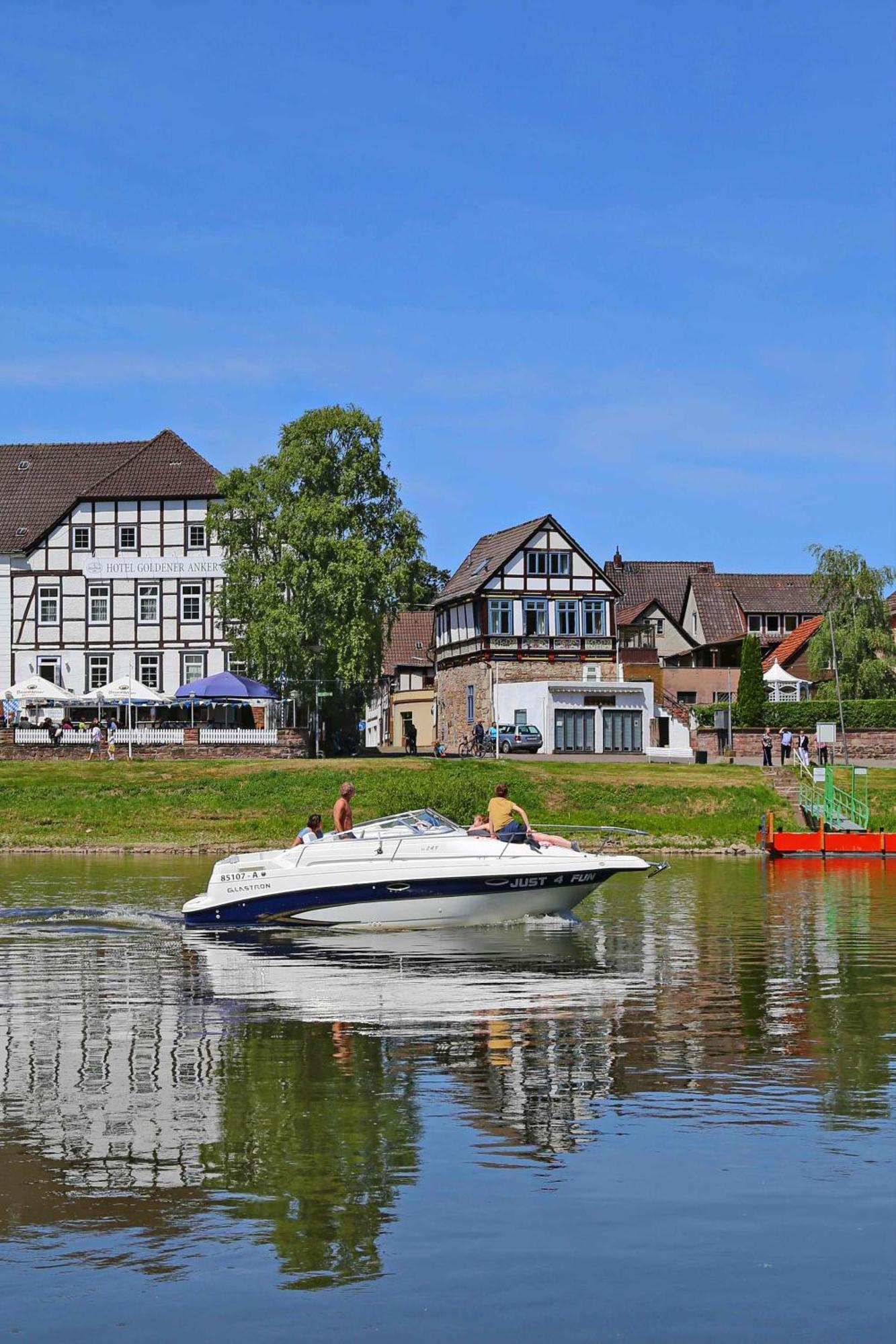 Ferienwohnungen Am Weserstrand โบเดนแวร์เดอร์ ภายนอก รูปภาพ